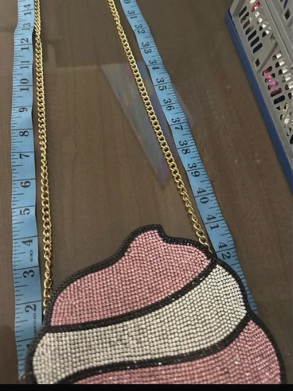Sequin Ice Cream Cone Crossbody Bag - Pink & Gold